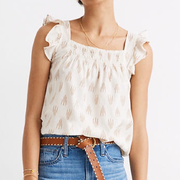Madewell Tops - Madewell Smocked Ruffle-Strap Tank Top in Ikat